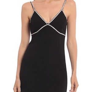 Rhinestone Trim mini bodycon dress NWT